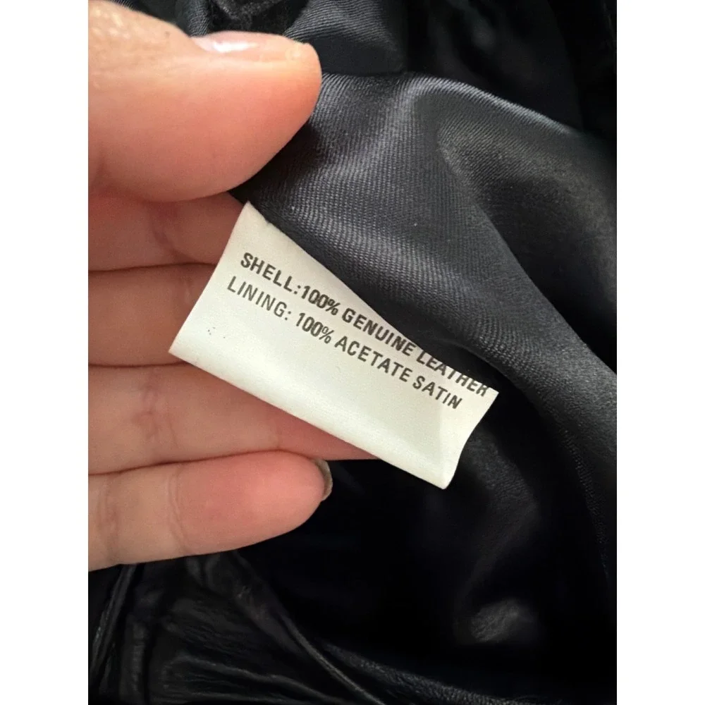 VTG Deerskin Leather Skirt Women Size 16 Black A-Line Midi Pockets Elastic Waist